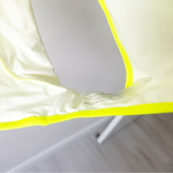 NEW Aerie Neon Yellow V Neck Halter Low Back One Piece Swimsuit - Picture 7 of 10